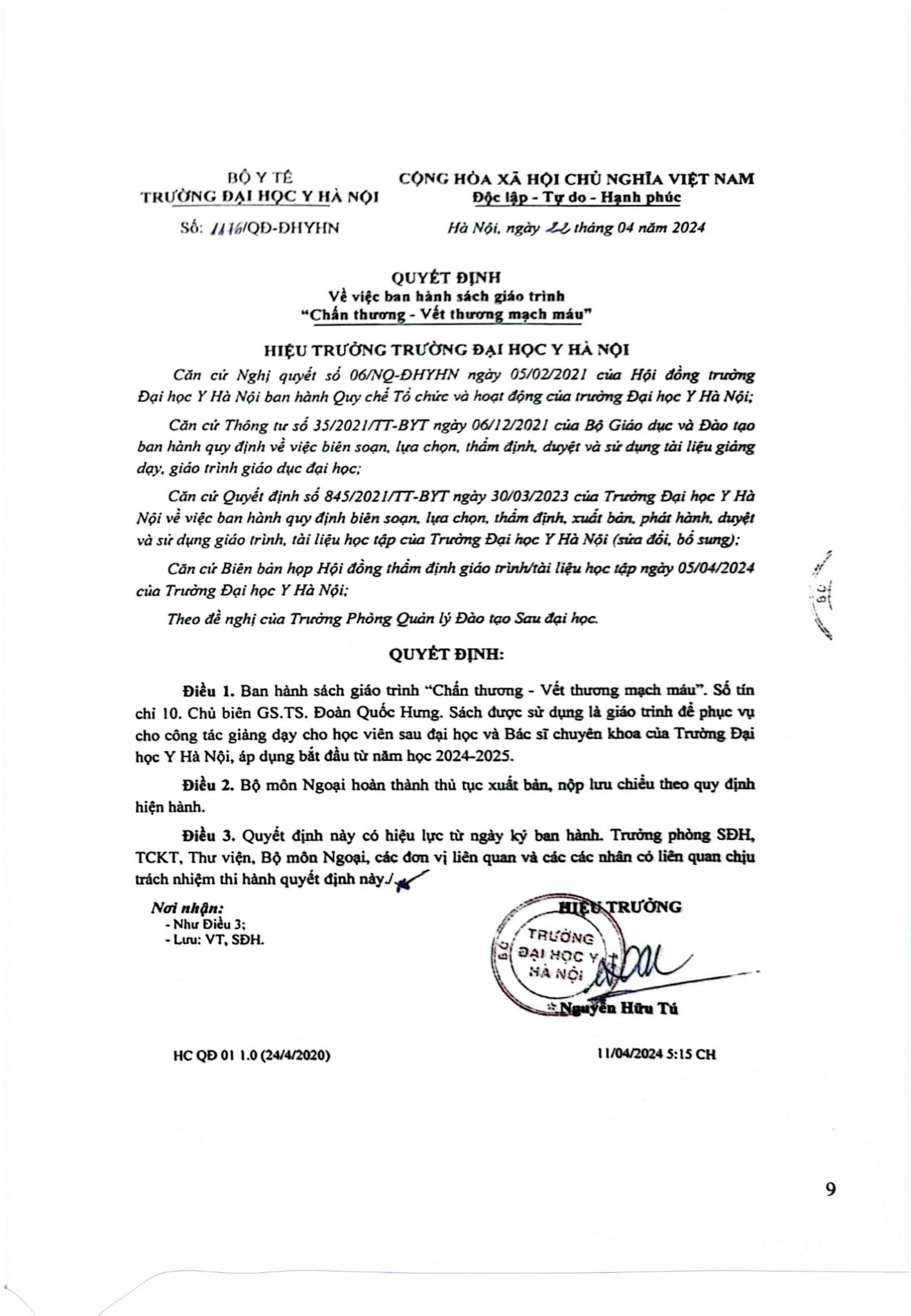 Chấn Thương - Vết Thương - Mạch Máu (Sách Dùng Cho Học Viên Sau Đại Học Và Bác Sĩ Chuyên Khoa) - ĐH Y Hà Nội