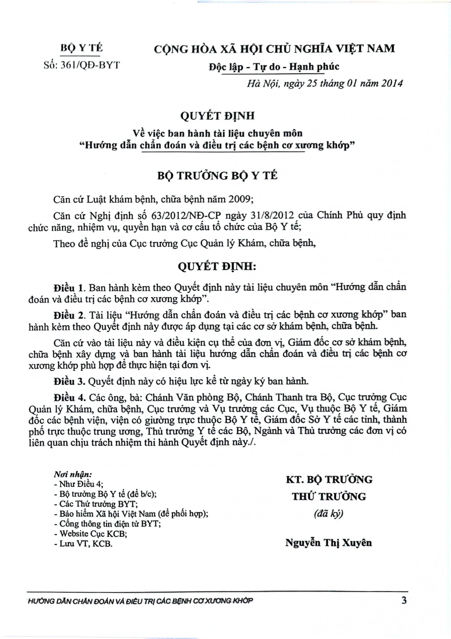Hướng Dẫn Chẩn Đoán Và Điều Trị Các Bệnh Cơ Xương Khớp - Bộ Y tế