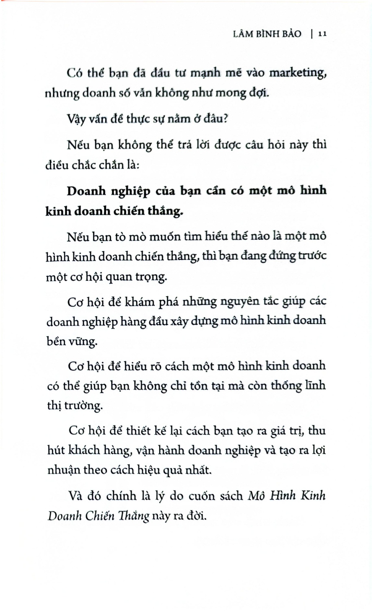 Mô Hình Kinh Doanh Chiến Thắng - Từ Sống Sót Đến Thịnh Vượng - 
Lâm Bình Bảo