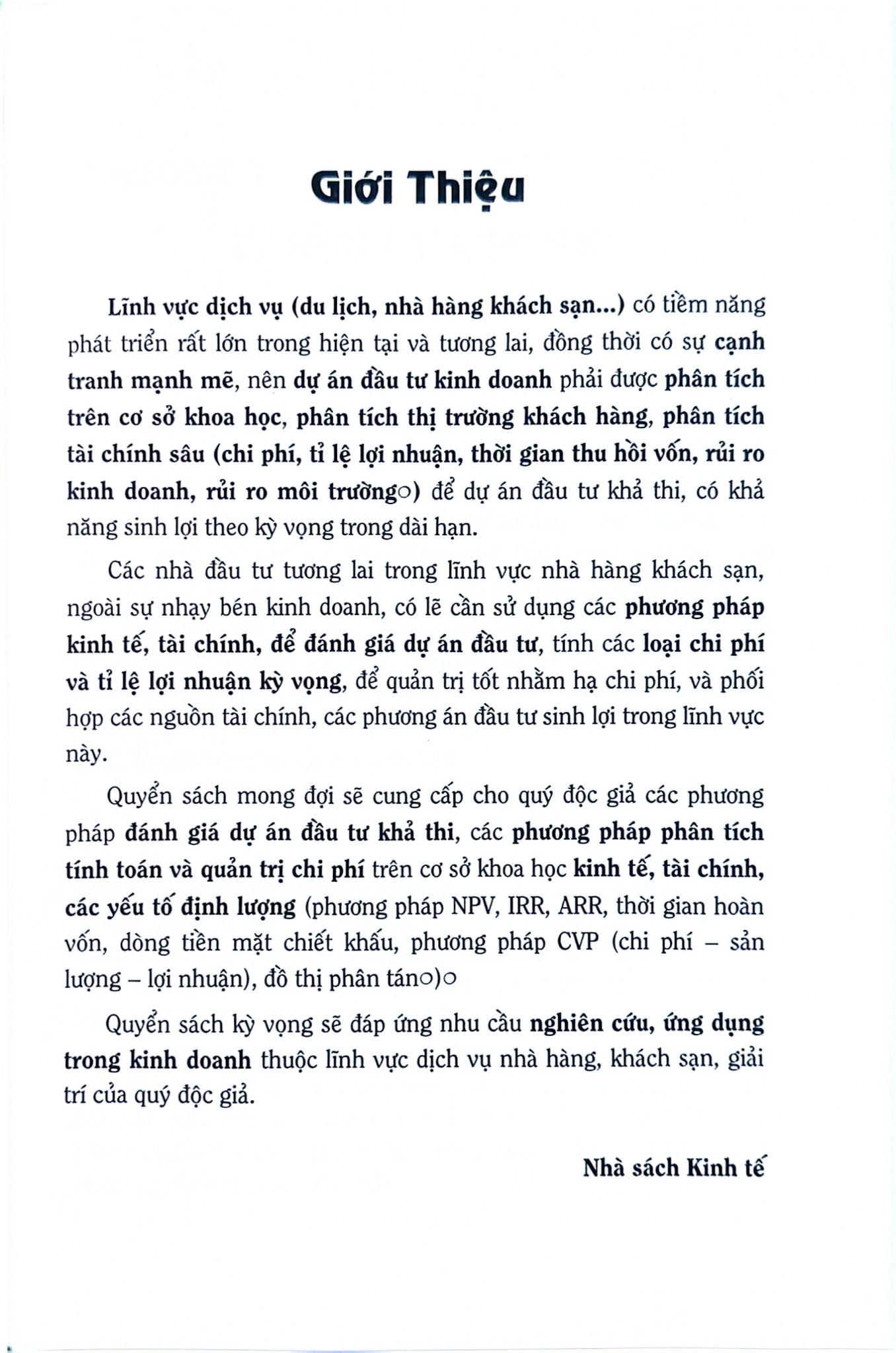 Quản Trị Đầu Tư Nhà Hàng Khách Sạn - Nhà sách Kinh Tế