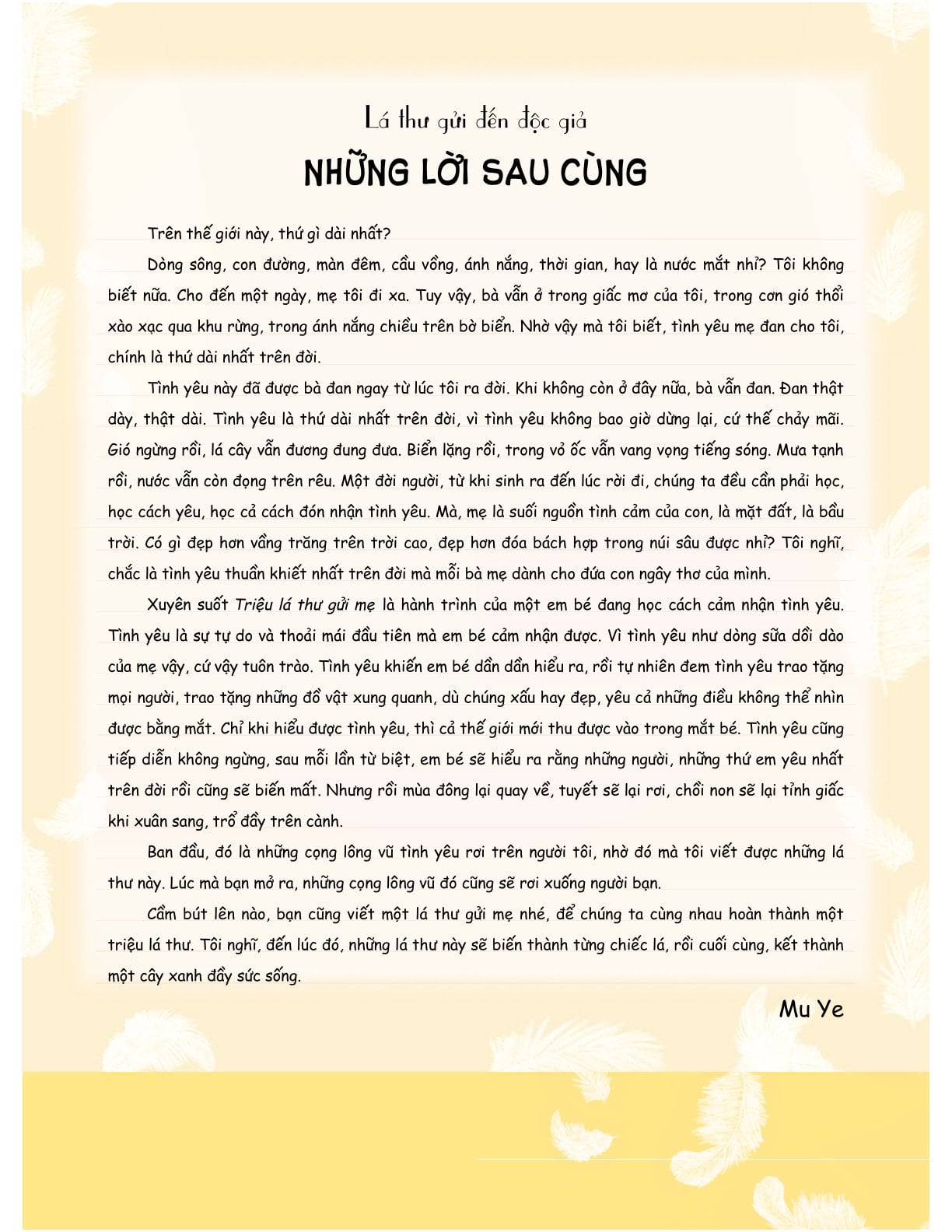 Triệu Lá Thư Gửi Mẹ - Mu Ye