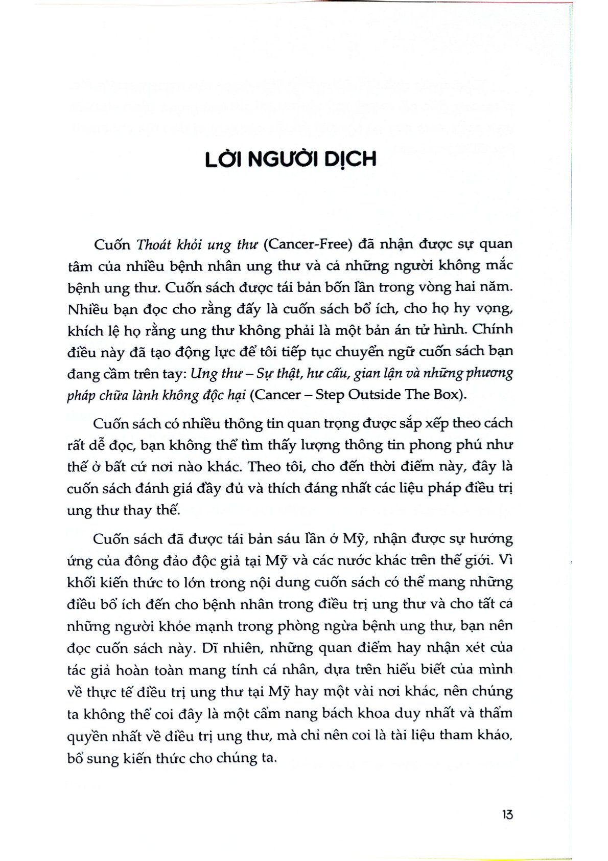 Ung Thư- Sự Thật, Hư Cấu, Gian Lận Và Những Phương Pháp Chữa Lành Không Độc Hại - Ty Bollinger