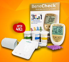 Combo Máy đo đường huyết - mỡ máu - gút BeneCheck & Máy đo huyết áp Wellmed FDBP-A4