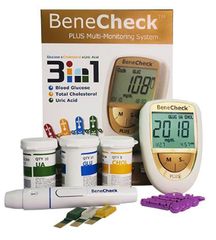 Combo Máy đo đường huyết - mỡ máu - gút BeneCheck & Máy đo huyết áp Wellmed FDBP-A4