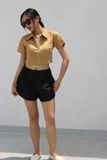  Quần short taffeta xước đen 