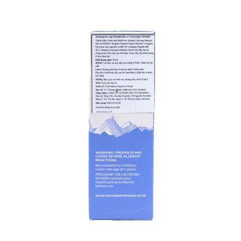  Xịt họng keo ong Manuka hữu cơ TranzAlpine MG 650+ (30ml) 
