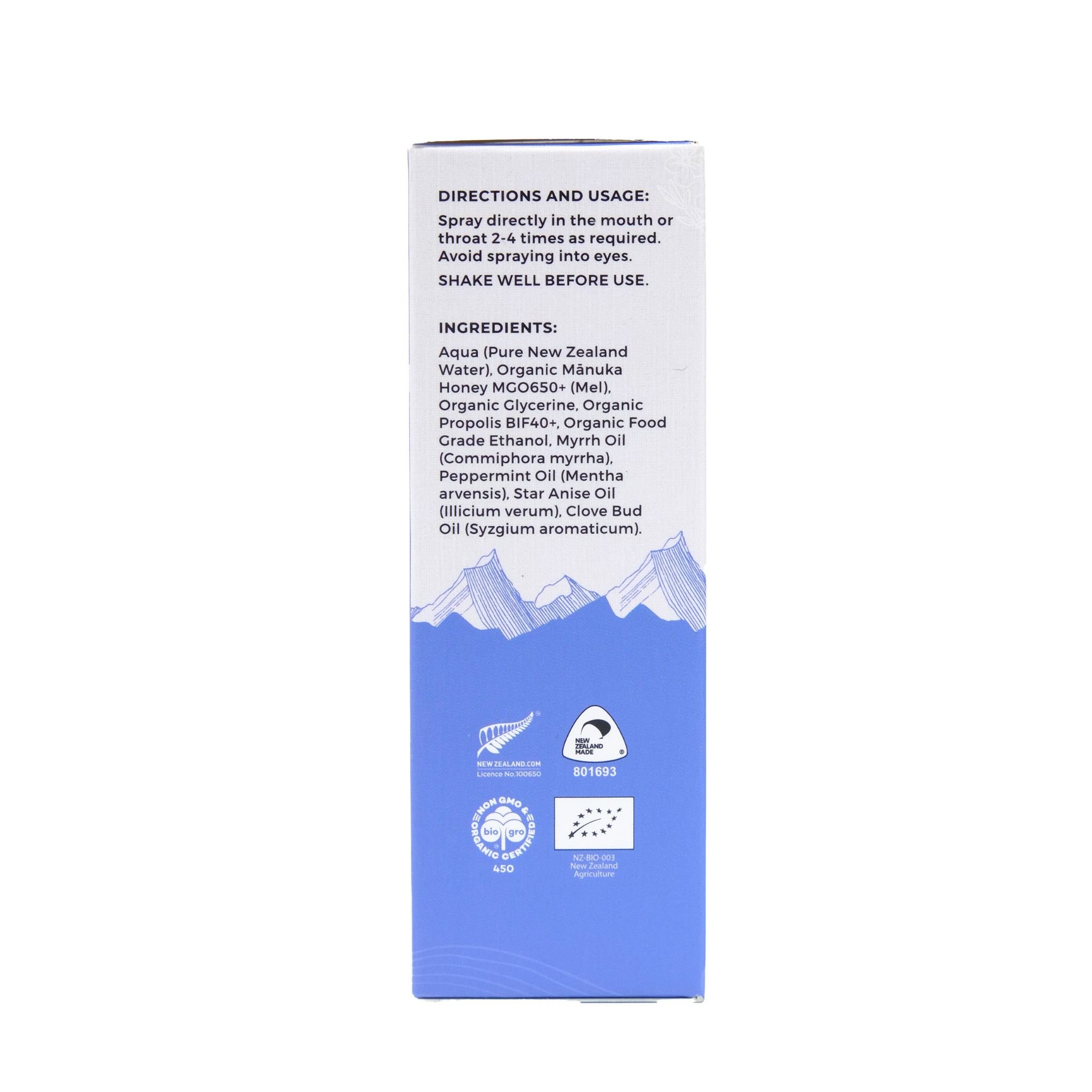  Xịt họng keo ong Manuka hữu cơ TranzAlpine MG 650+ (30ml) 
