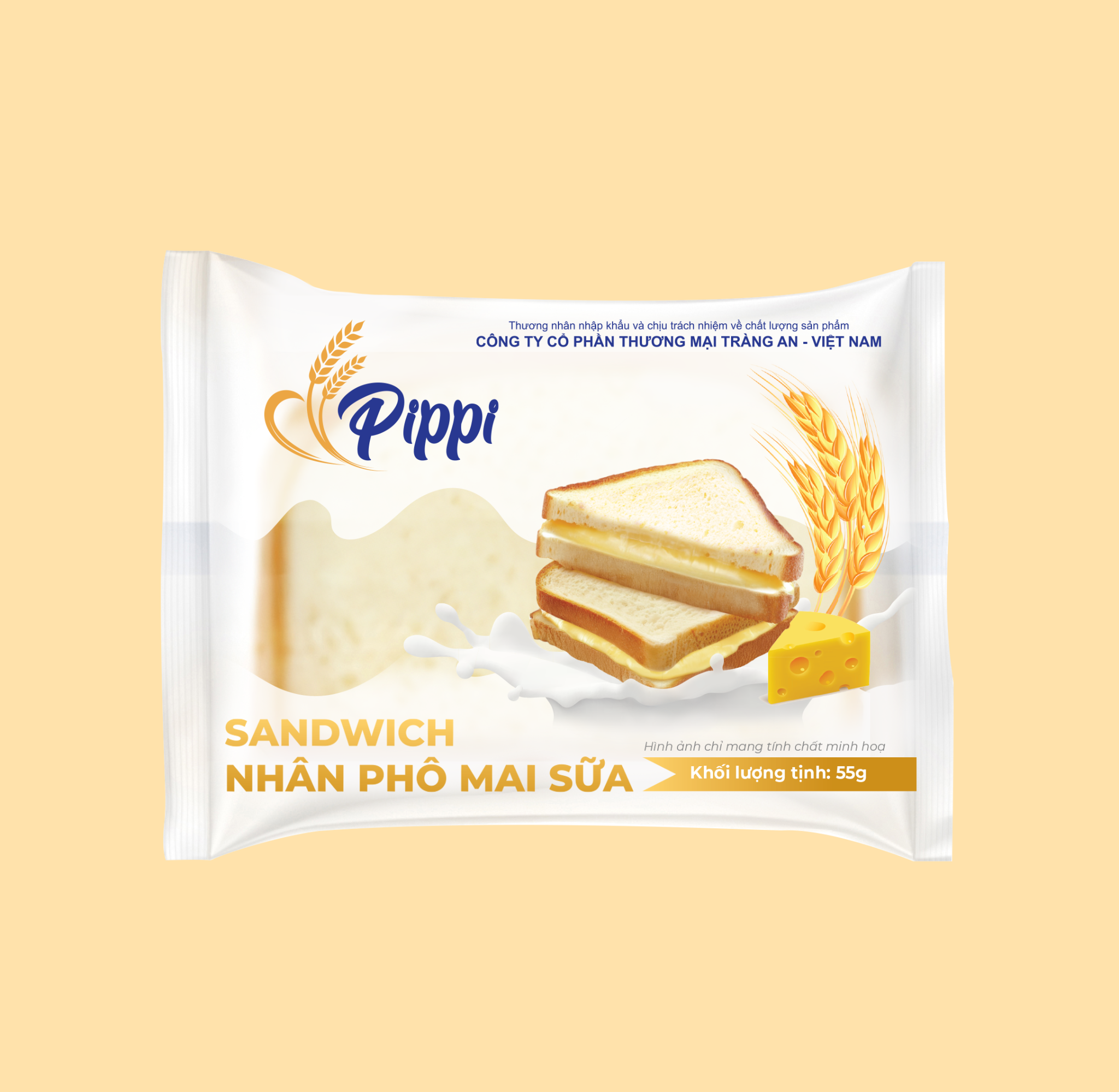  BÁNH SANDWICH PIPPI NHÂN PHÔ MAI SỮA 55G 