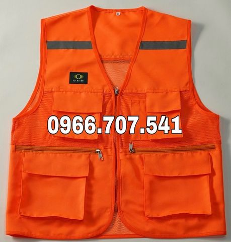 Áo gile phản quang màu cam túi hộp