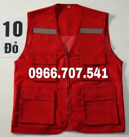 Áo gile phản quang màu đỏ