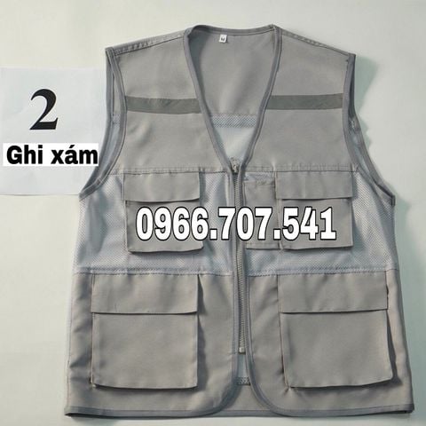 Áo gile phản quang màu ghi