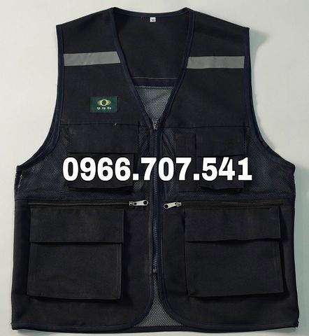 Áo gile phản quang túi hộp màu tím than