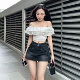  Chân Váy Jean Dáng Ngắn Có Lót Quần Y2k Tiqi Jeans V- 492 