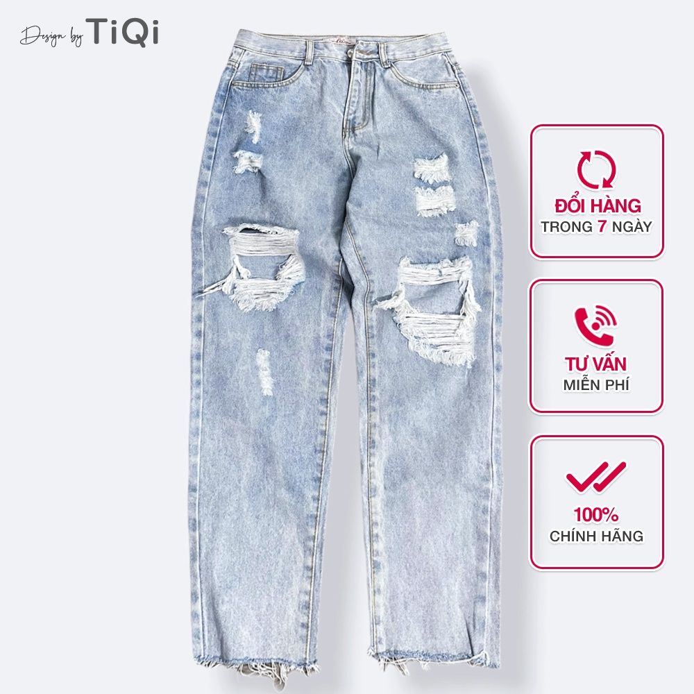  Quần Jean Baggy Đại Nữ rách gối TiQi Jeans B2-114 