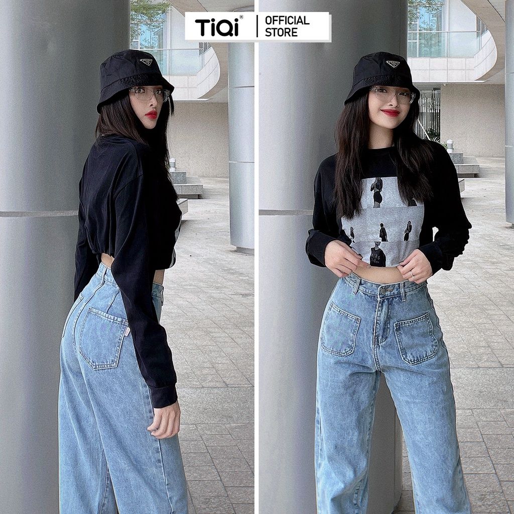  Quần Jean Ống Rộng Nữ TiQi Jeans Phong Cách Streetstyle B2-204 