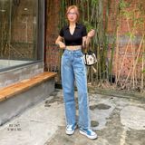  Quần Jean Nữ Ống Rộng Suông 2 Line Tiqi Jeans B2-267 