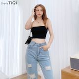  Quần baggy trơn jean cotton rách gối TiQi Jeans B1-203 