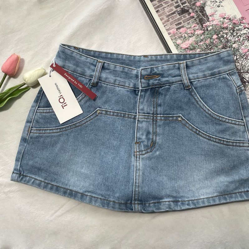  Chân Váy Jean Dáng Ngắn Có Lót Quần Y2k Tiqi Jeans V- 492 