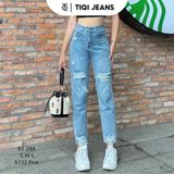  Quần Jean Baggy Nữ Rách Đùi Lưng Cao Tiqi Jeans B1-244 