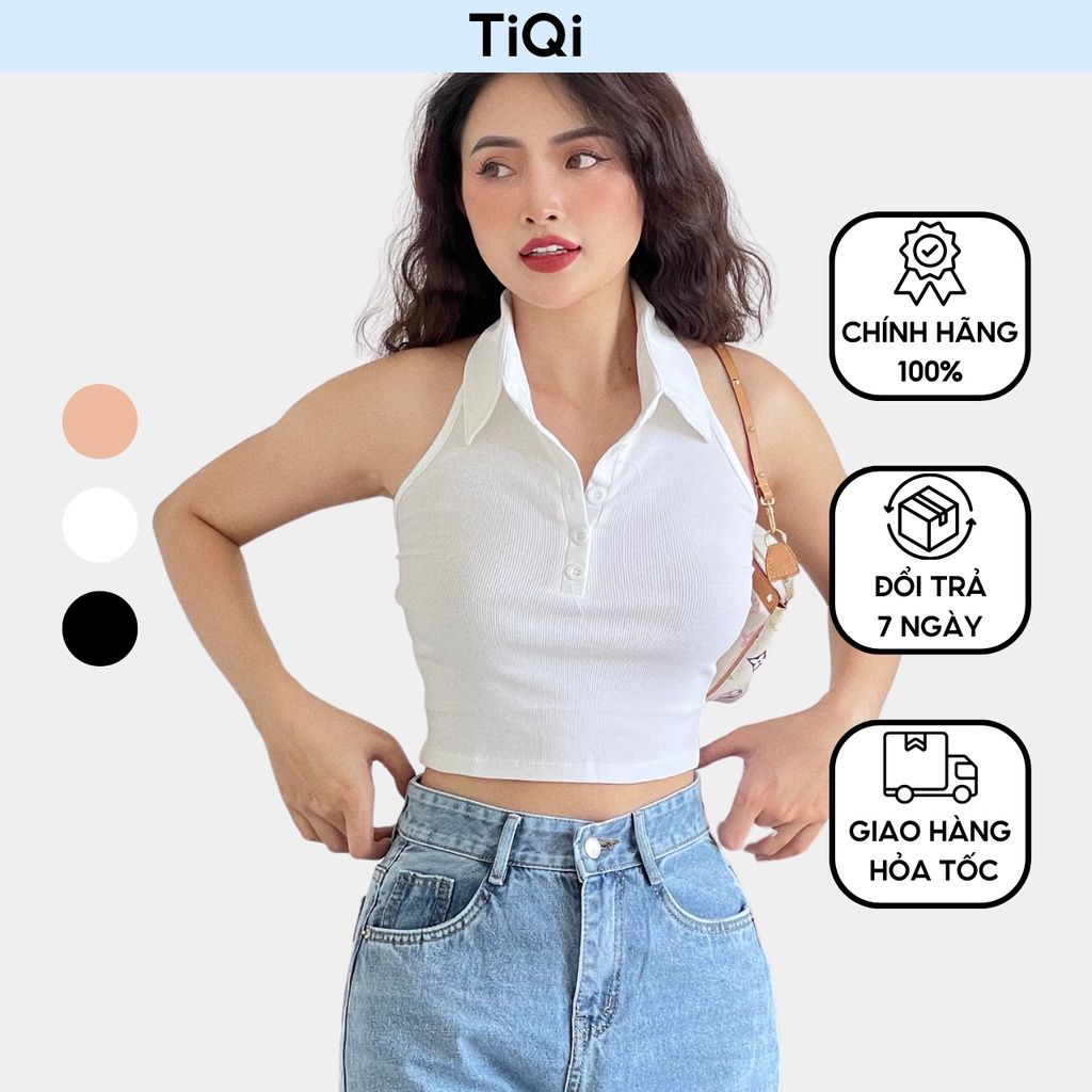  Áo croptop hở lưng cổ bẻ TiQi A148 