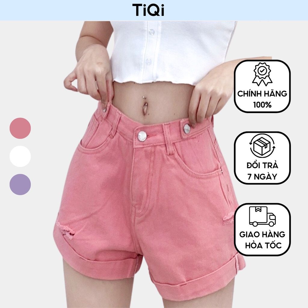  Quần short kaki nữ niều màu lưng cao S1-464 TiQi Jeans 