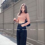  Áo croptop cổ lọ vải thun cotton tay dài trắng đen nude TiQi Jeans A133 