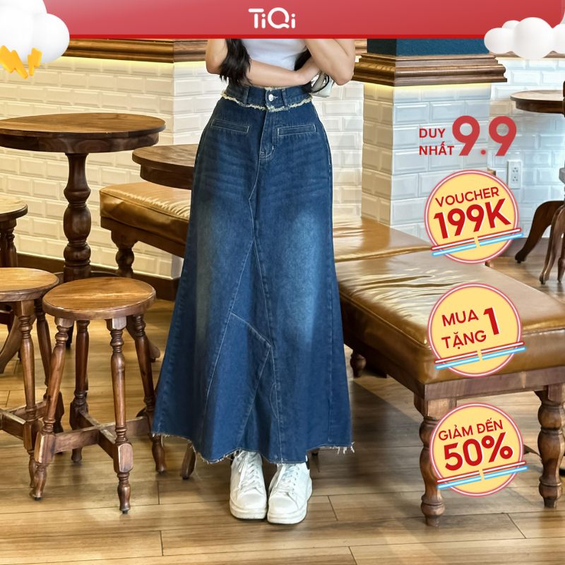  Chân váy jean đuôi cá dáng dài TiQi Jeans V1-283 