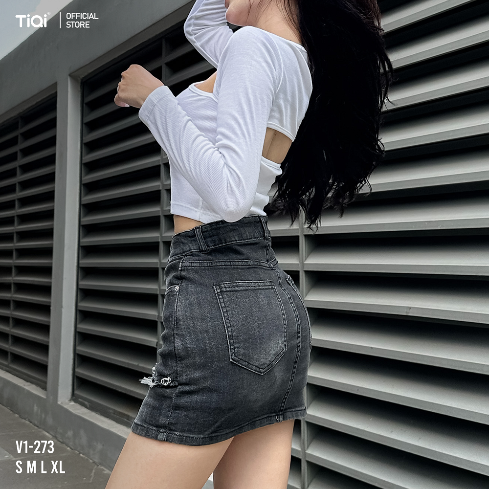  Chân váy jean ôm co giãn TiQi Jeans V1-273 