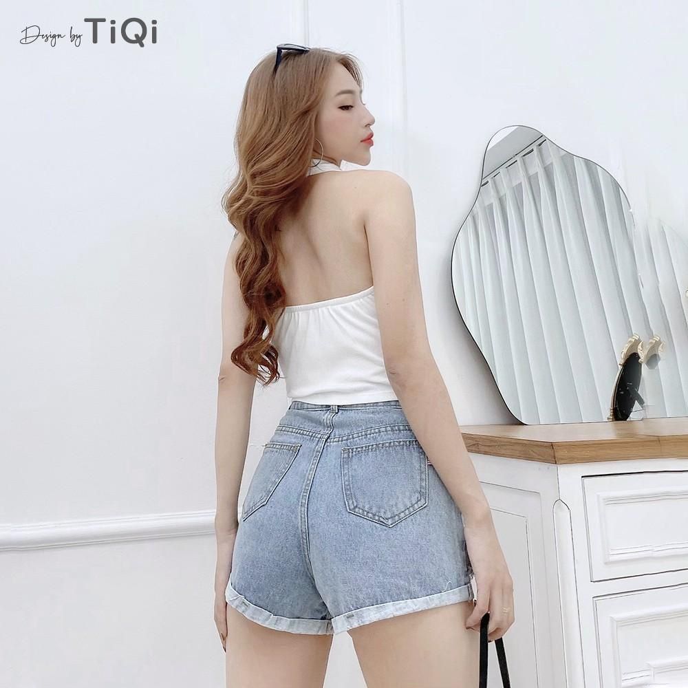  Áo croptop hở lưng cổ bẻ TiQi A148 