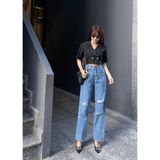  Quần Jean Ống Rộng Nữ Cao Cấp Hack Dáng Tiqi Jeans B2-1941 