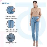  Quần Jean Baggy Nữ Lưng Cao 2 Nút Tôn Dáng Tiqi Jeans B1-193 