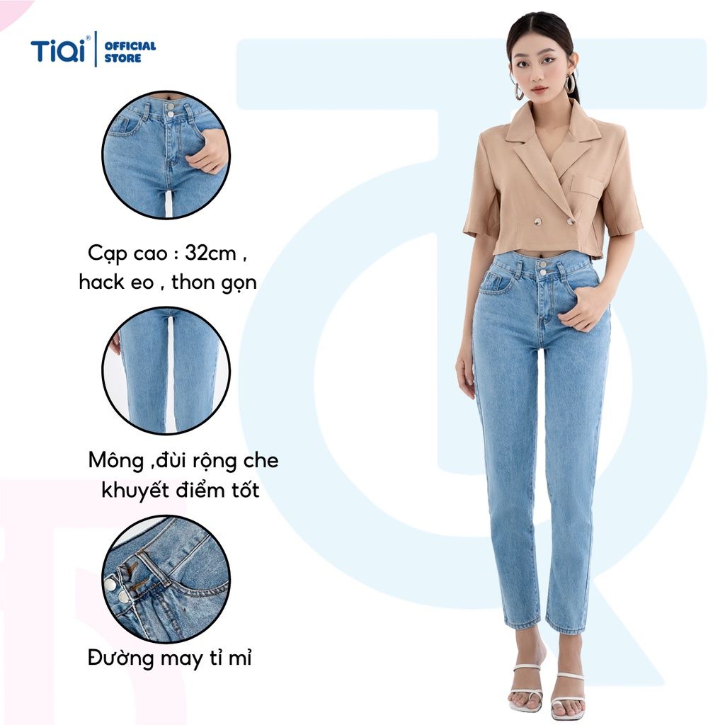  Quần Jean Baggy Nữ Lưng Cao 2 Nút Tôn Dáng Tiqi Jeans B1-193 