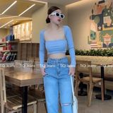  Áo croptop nữ dài tay ôm khoét nách nhiều màu TiQi Jeans A-179 