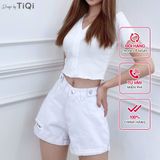  Quần short kaki nữ niều màu lưng cao S1-464 TiQi Jeans 