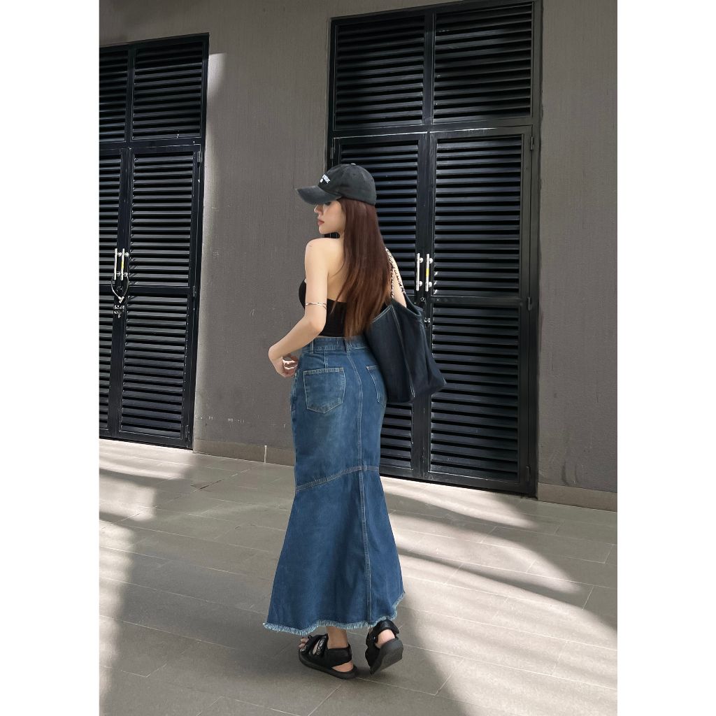  Chân váy jean bò dài dáng chữ A TiQi Jeans V1-296 