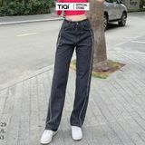  Quần jean ống rộng nữ lưng cao sọc trắng form suông hack dáng xám đen TiQi Jeans B2-229 