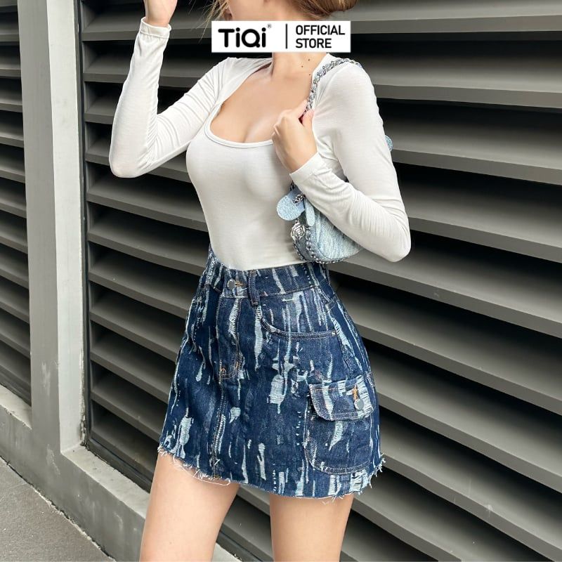  [BST] Chân váy jean dáng chữ A họa tiết TiQi Jeans 