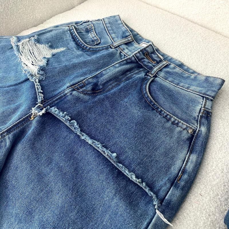  Quần Jean Nữ Ống Rộng Giả Short Logo Thêu TiQi Jeans B2-249 