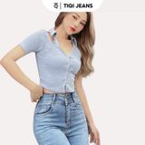  Áo croptop nữ ôm tay ngắn cổ bẻ khoét vai nhiều màu TiQi Jeans A-178 