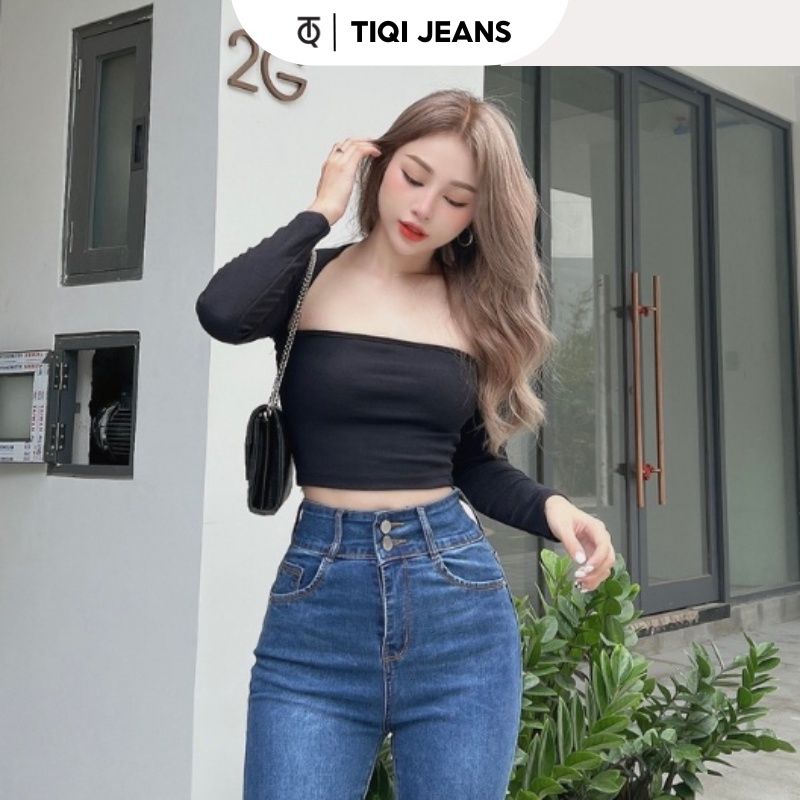  Áo croptop nữ dài tay ôm khoét nách nhiều màu TiQi Jeans A-179 