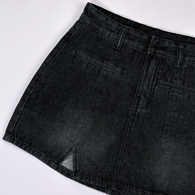  Chân váy jean đen xẻ trước TiQi Jeans V1-293 