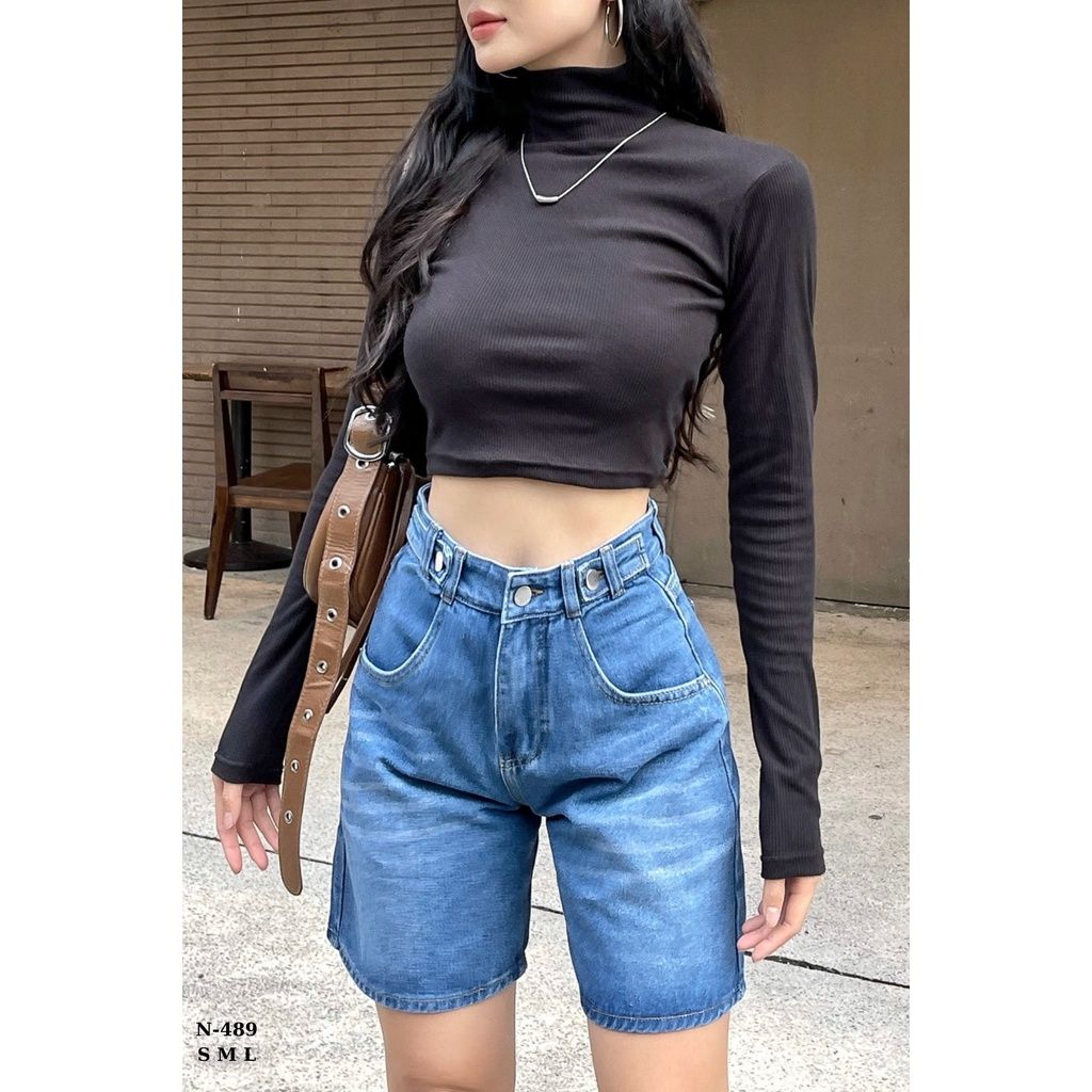  Quần short ngố jean lưng cao TiQi Jeans N1-489 