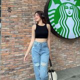  Quần Jean Baggy Nữ Rách Đùi Lưng Cao Tiqi Jeans B1-244 