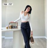  Áo croptop nữ dài tay ôm cổ yếm buộc dây hở lưng nhiều màu TiQi Jeans A-177 