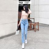  Quần baggy jean nữ rách gối cạp cao phong cách streetstyle Cao Cấp TiQi Jeans B1-221 
