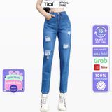  Quần baggy trơn jean cotton rách gối TiQi Jeans B1-203 