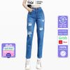 Quần baggy trơn jean cotton rách gối TiQi Jeans B1-203