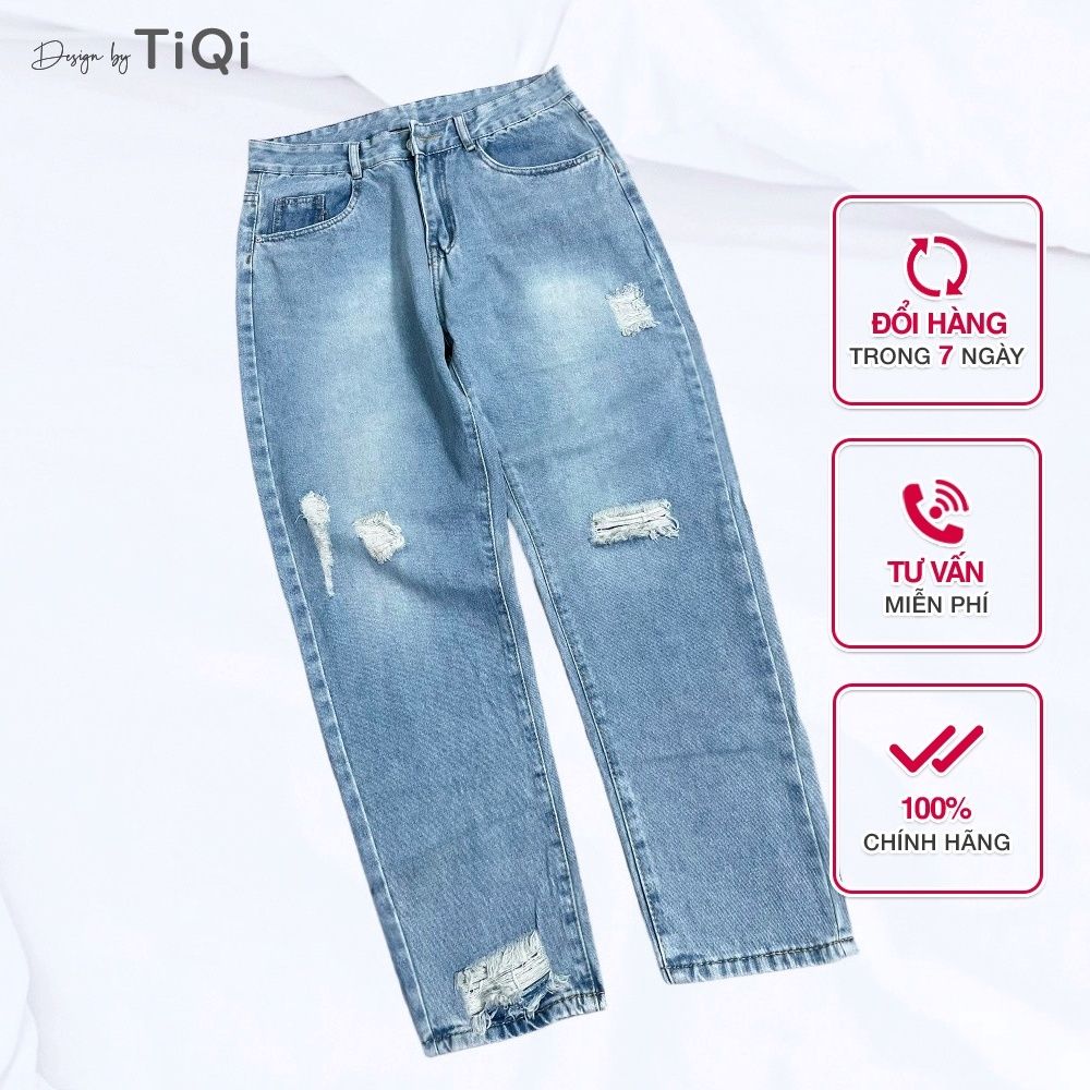  Quần Jean Baggy Đại Nữ rách gối TiQi Jeans B2-185 