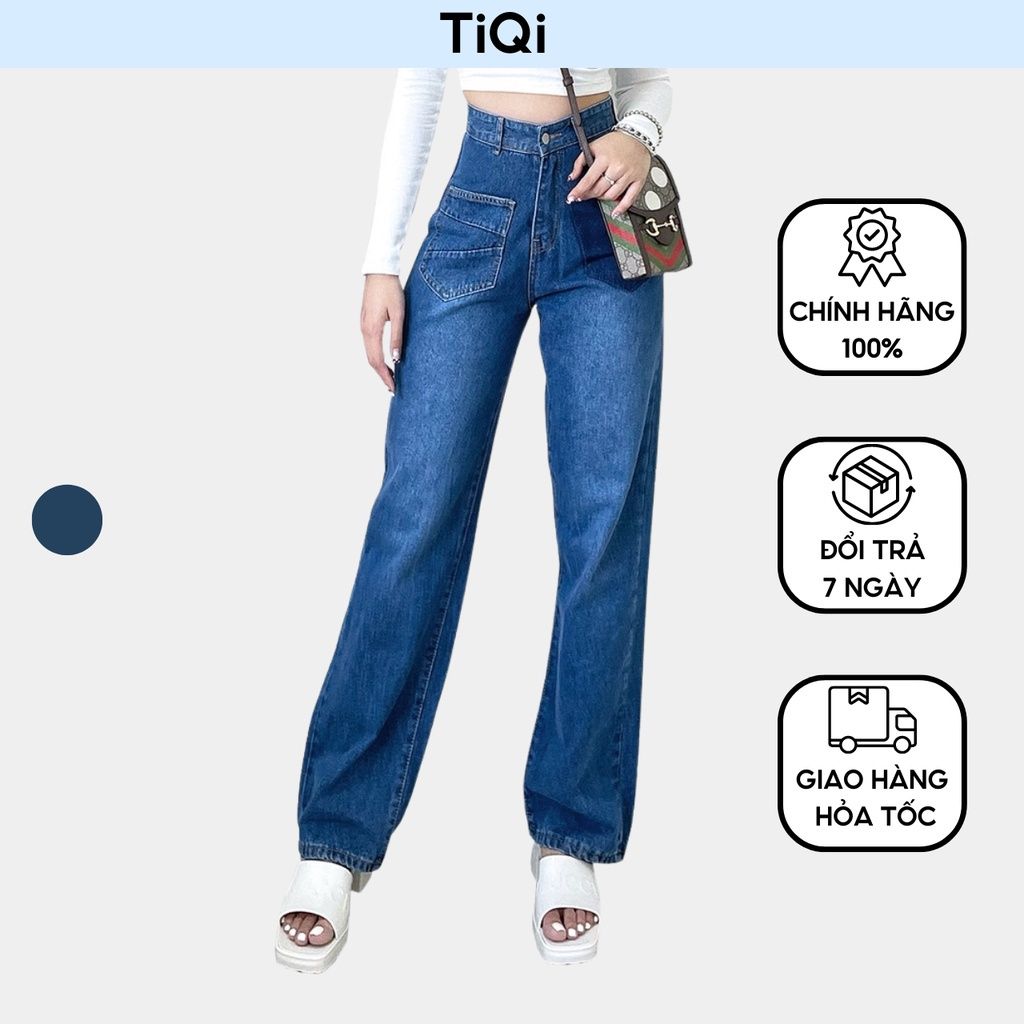  Quần jean ống rộng nữ rách gối form suông ombre TiQi Jeans B2-2221 