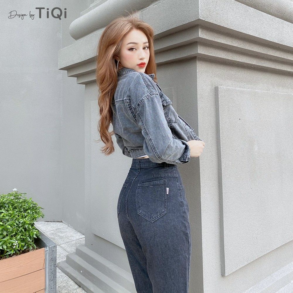  Quần baggy jeans nữ màu đen TiQi Jeans B1-167 